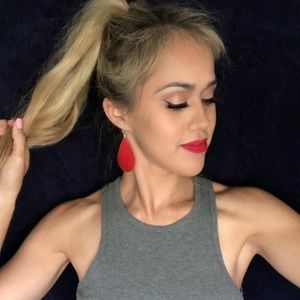Metallic Red Leather Earrings